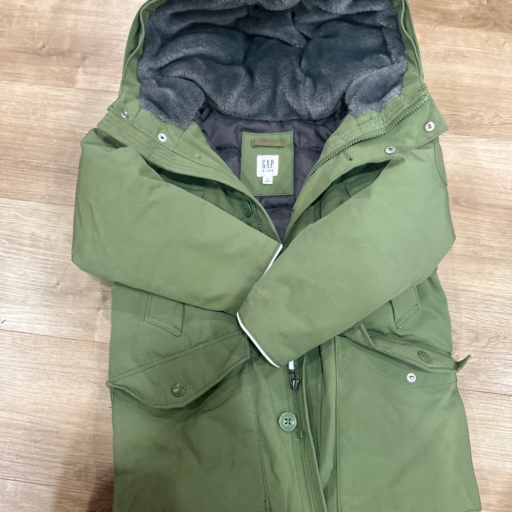 GAP Boys Olive Hooded Puffer Jacket